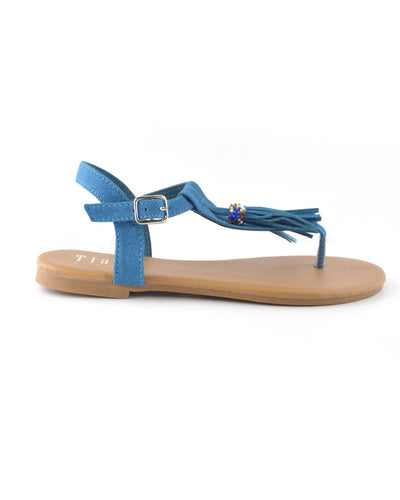 Tassel and Bead Embellished Flat Sandals - 4D's T&D Inc