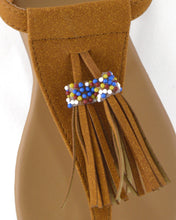 Tassel and Bead Embellished Flat Sandals - 4D's T&D Inc