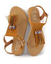 Tassel and Bead Embellished Flat Sandals - 4D's T&D Inc