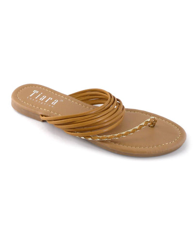 Braided Pattern Side Toe Strap Flat Sandals - 4D's T&D Inc