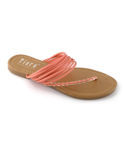Braided Pattern Side Toe Strap Flat Sandals - 4D's T&D Inc