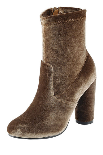 Ladies fashion reflections of sock-like ankle boot, closed almond toe, block heel with zipper closure - 4D's T&D Inc