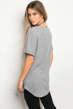 Ladies fashion short sleeve lace up front tunic t-shirt - 4D's T&D Inc