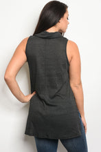 Ladies fashion plus size sleeveless relaxed fit ribbed top that features a cowl neckline - 4D's T&D Inc