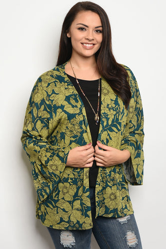 Ladies fashion plus size light weight floral print cardigan that features long sleeves - 4D's T&D Inc