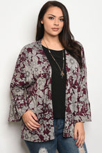 Ladies fashion plus size light weight floral print cardigan that features long sleeves - 4D's T&D Inc