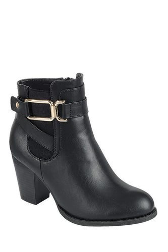 Ladies fashion nubuck boot with thick block heel is the ultimate boot, ankle boot, closed almond toe, block heel, slip on - 4D's T&D Inc