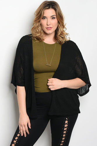 Ladies fashion plus size 3/4 sleeve light weight acrylic blend kimono - 4D's T&D Inc