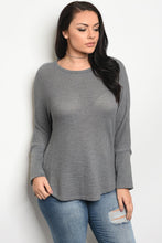 Ladies fashion plus size long sleeve thermal top that features a rounded neckline - 4D's T&D Inc