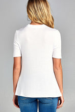 Ladies fashion short sleeve cross strap w/choker neck rayon spandex top - 4D's T&D Inc