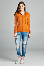 Ladies fashion plus size full zip-up closure hoodie w/long sleeves and lined drawstring hood - 4D's T&D Inc