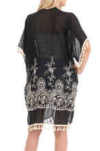 Tasseled chiffon lace long kimono - 4D's T&D Inc