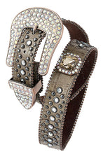 Textured rhinestone leather belt - 4D's T&D Inc