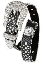 Textured rhinestone leather belt - 4D's T&D Inc