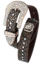 Textured rhinestone leather belt - 4D's T&D Inc
