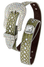 Textured rhinestone leather belt - 4D's T&D Inc