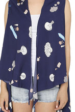 Graphic print cover up vest - 4D's T&D Inc