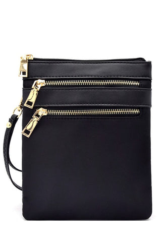 Multi zip pocket nylon twill cross body bag - 4D's T&D Inc