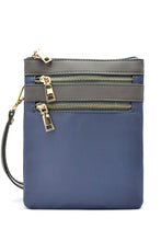 Multi zip pocket nylon twill cross body bag - 4D's T&D Inc