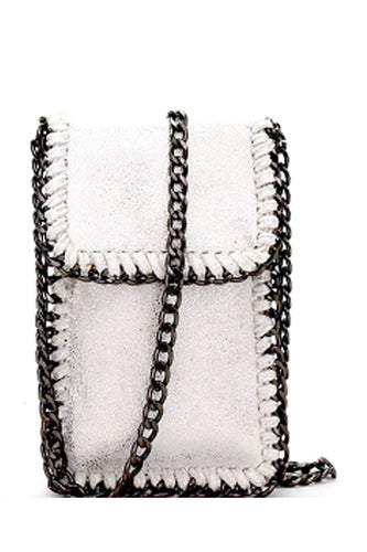 Chain accent metallic cellphone holder cross body bag - 4D's T&D Inc