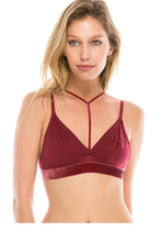 Ladies fashion micro suede bralette w/y strap - 4D's T&D Inc