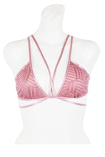 Ladies fashion stappy cage back jacquard mesh bralette - 4D's T&D Inc