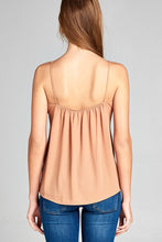 Ladies fashion sleeveless v-neck surplice cross strap wool dobby woven top - 4D's T&D Inc