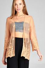 Ladies fashion open front scalloped hem lace cardigan - 4D's T&D Inc