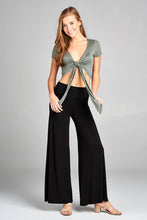 Ladies fashion short sleeve front open self tie rayon spandex crop top - 4D's T&D Inc