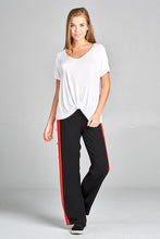 Ladies fashion short raglan sleeve front twisted rayon spandex top - 4D's T&D Inc