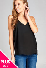 Ladies fashion plus size v-neck back t-strap cami wool dobby woven top - 4D's T&D Inc