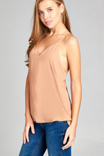 Ladies fashion plus size v-neck back t-strap cami wool dobby woven top - 4D's T&D Inc