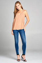 Ladies fashion plus size v-neck back t-strap cami wool dobby woven top - 4D's T&D Inc