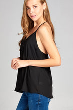Ladies fashion plus size v-neck back t-strap cami wool dobby woven top - 4D's T&D Inc
