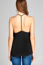 Ladies fashion plus size v-neck back t-strap cami wool dobby woven top - 4D's T&D Inc