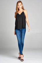 Ladies fashion plus size v-neck back t-strap cami wool dobby woven top - 4D's T&D Inc