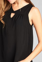 Ladies fashion plus size sleeveless round neck w/keyhole crepe woven top - 4D's T&D Inc