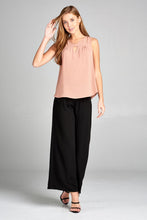 Ladies fashion plus size sleeveless round neck w/keyhole crepe woven top - 4D's T&D Inc