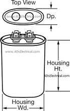 Motor Run Capacitor 10 uf (mfd), 440 Vac. - Part # 4DS10-440CS2. - $8.98 - 4D's T&D Inc