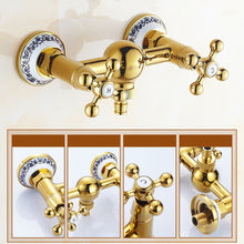 Bathroom Shower Faucet Luxury Dual Handle Mixer Valve Wall Mount Hot and Cold Water Washing Machine Taps - 4D's T&D Inc