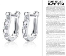 Women Hoop Earrings 1 Pair Fashion Silvering Nice White Gemstones - 4D's T&D Inc