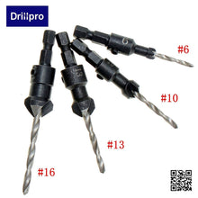 4Pcs HSS Tapered Wood Drill Bit Set Quick Change Countersink Hex Shank Drill Screw Size: #6, #10, #13, #16 (Size: Quick Change D - 4D's T&D Inc