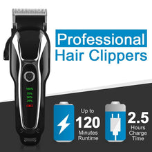 Razor Sharp Rechargeable Electric Hair Clipper Barber Salon Trimmer Beard Body Shaver Grooming LED Display Steel Blade Washable 110V 240V - 4D's T&D Inc