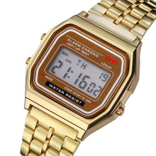 Digital Alarm Stopwatch 2PC Stainless Steel Wrist Watch Unisex Gift Couples Dating - 4D's T&D Inc