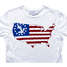 T-Shirt US Map Yacht Ensign: Organic Fine Jersey Short Sleeve - 4D's T&D Inc