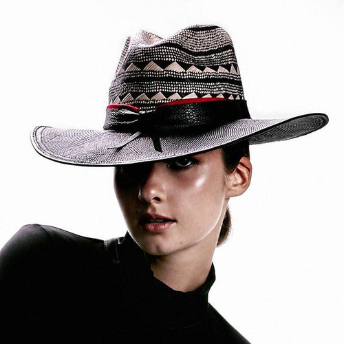 Women Fashion Hat Accordion Black Brim Panama Headwear - 4D's T&D Inc