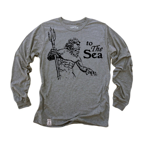 Poseidon to The Sea: Fine Jersey Long Sleeve T-Shirt in Heather Grey - 4D's T&D Inc