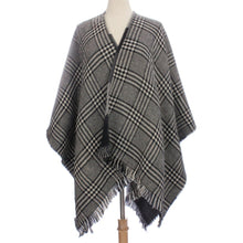 Womens Reversible Plaid Color block Poncho - 4D's T&D Inc