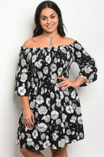 Ladies fashion plus size floral print off the shoulder  skater dress - 4D's T&D Inc