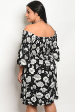 Ladies fashion plus size floral print off the shoulder  skater dress - 4D's T&D Inc